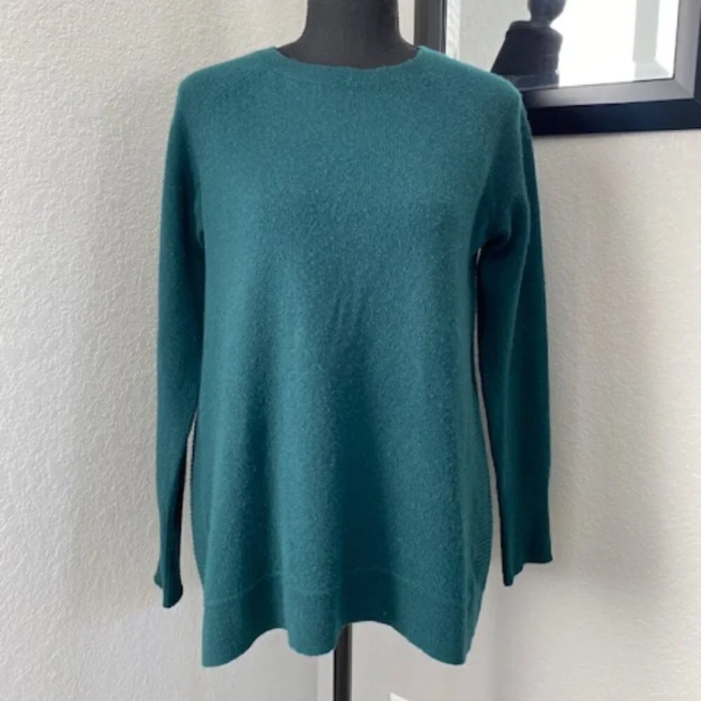 HALOGEN 100% Cashmere Oversized Sweater Hunter Green Small